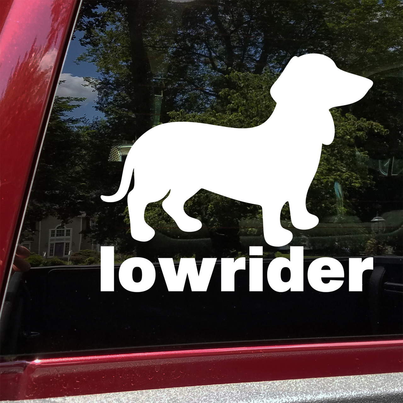 Dachshund lowrider vinyl decal funny doxie dog car window sticker