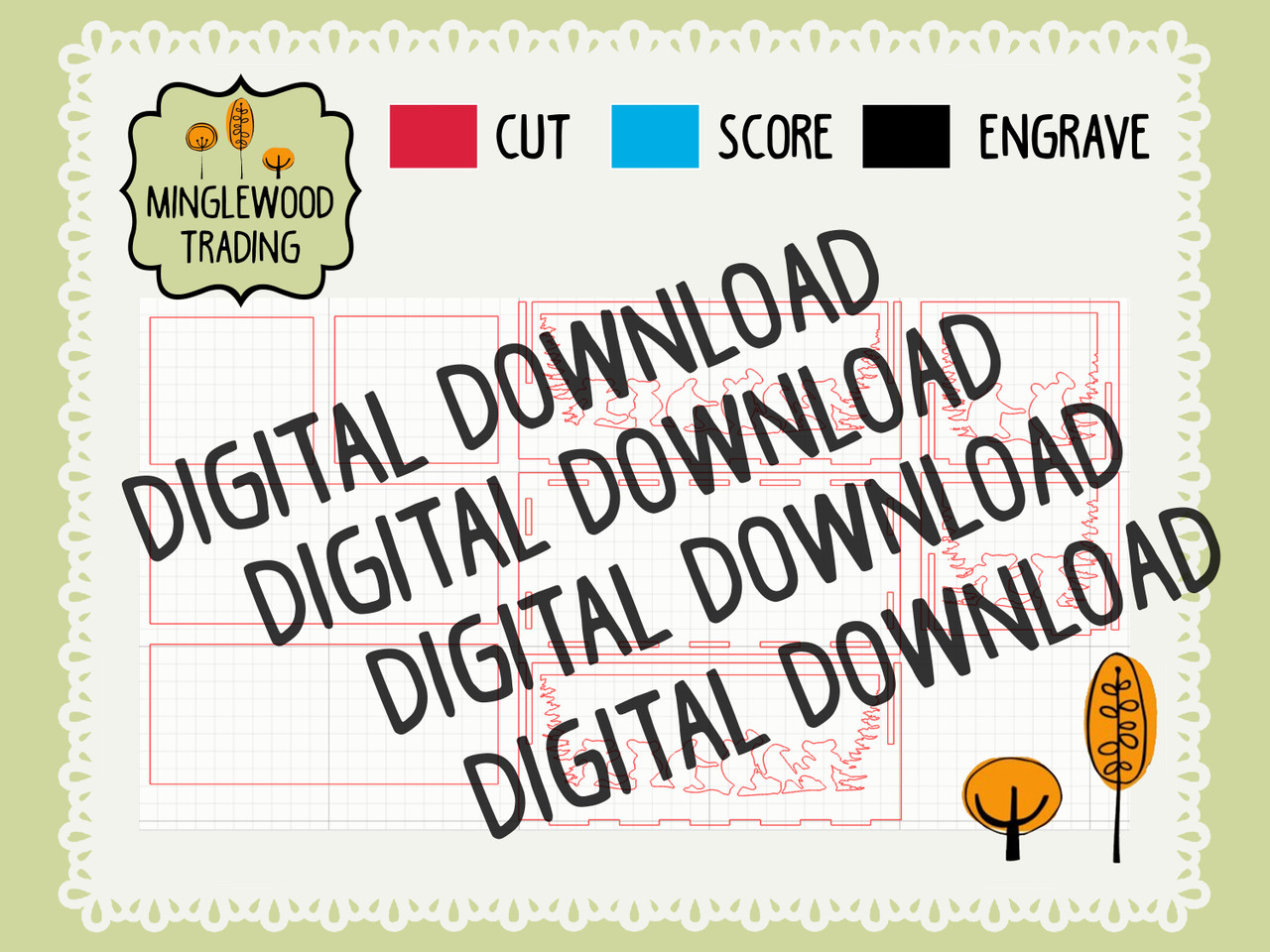 Moondance luminary SVG with dancing bears and turtles in a circular laser cut lantern design