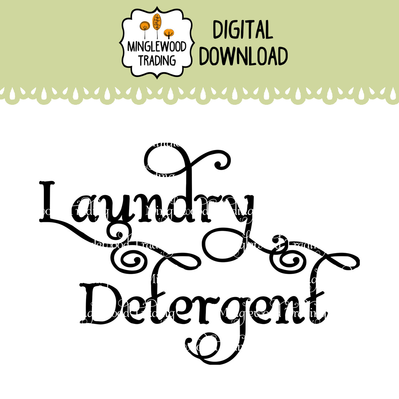Laundry detergent SVG vinyl cut file designed for laundry room labels and cleaning supply organization