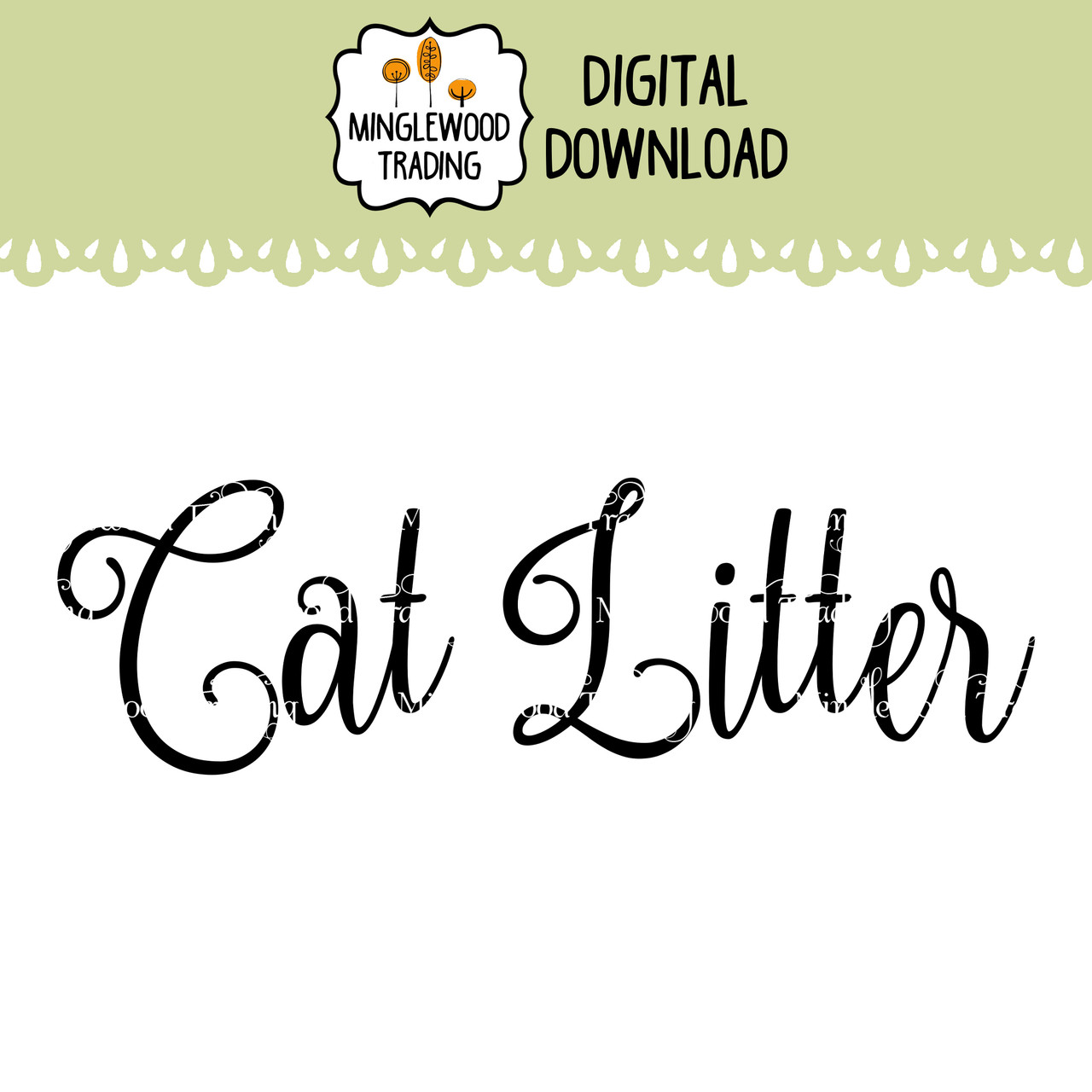 Cat litter SVG vinyl cut file designed for pet supply storage labels and home organization