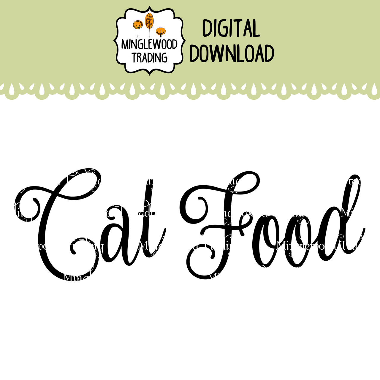Cat food SVG vinyl cut file designed for pet supply storage labels and home organization
