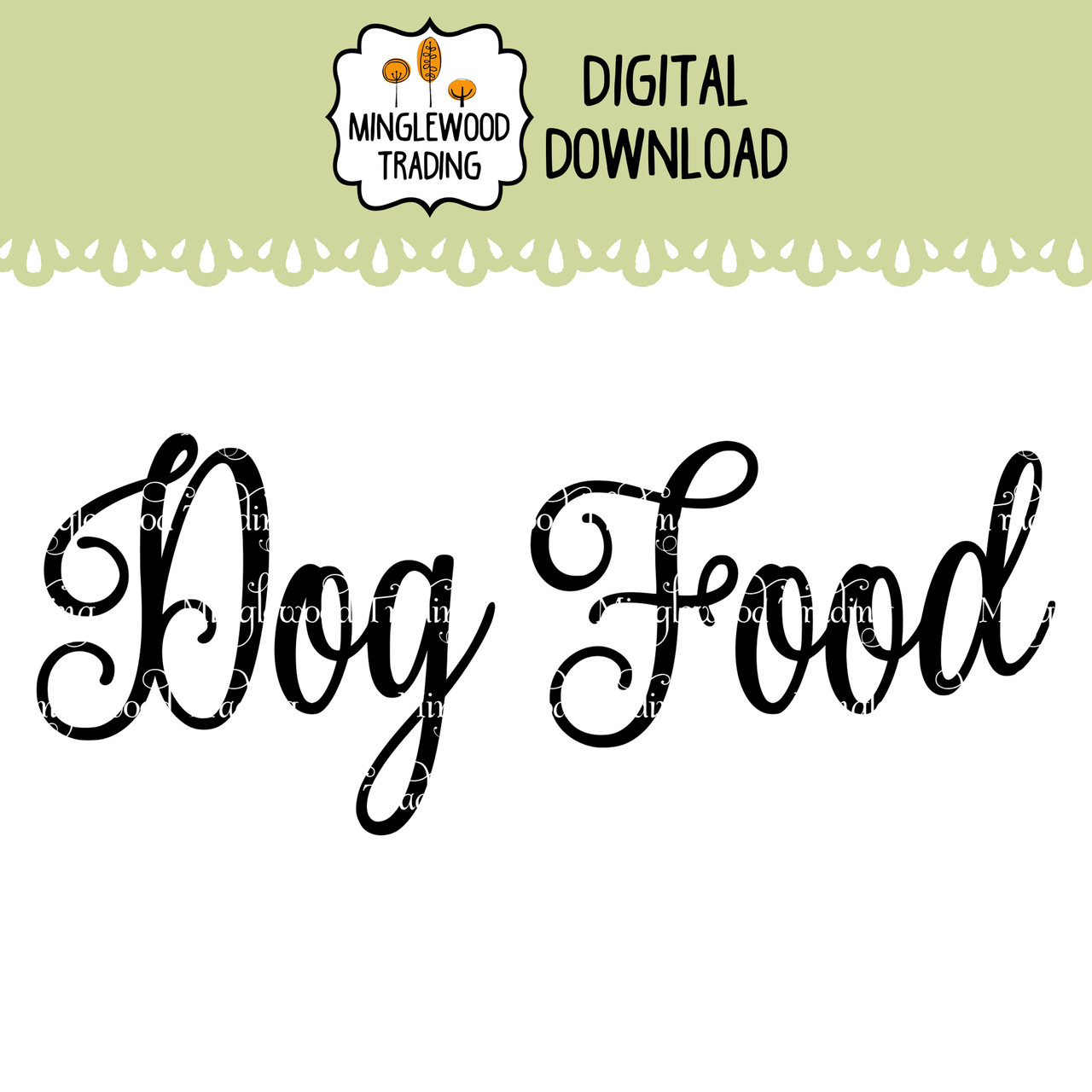 Dog food SVG vinyl cut file designed for pet supply storage labels and home organization