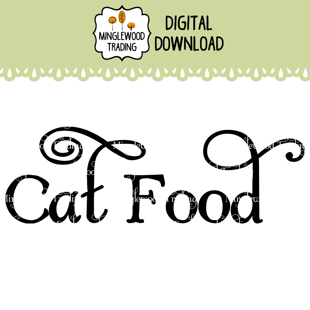 Cat food SVG vinyl cut file designed for pet supply storage labels and home organization