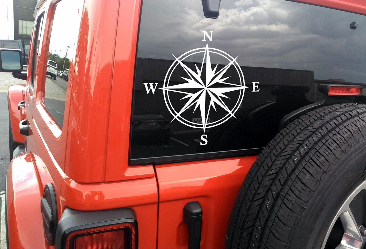Compass rose vinyl decal adventure navigation symbol for travel and exploration