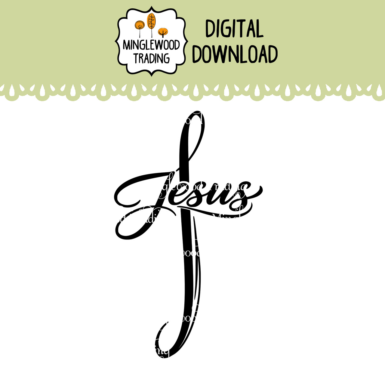 Jesus Cross SVG showing a clean Christian cross silhouette in solid black with bold lines on a white background