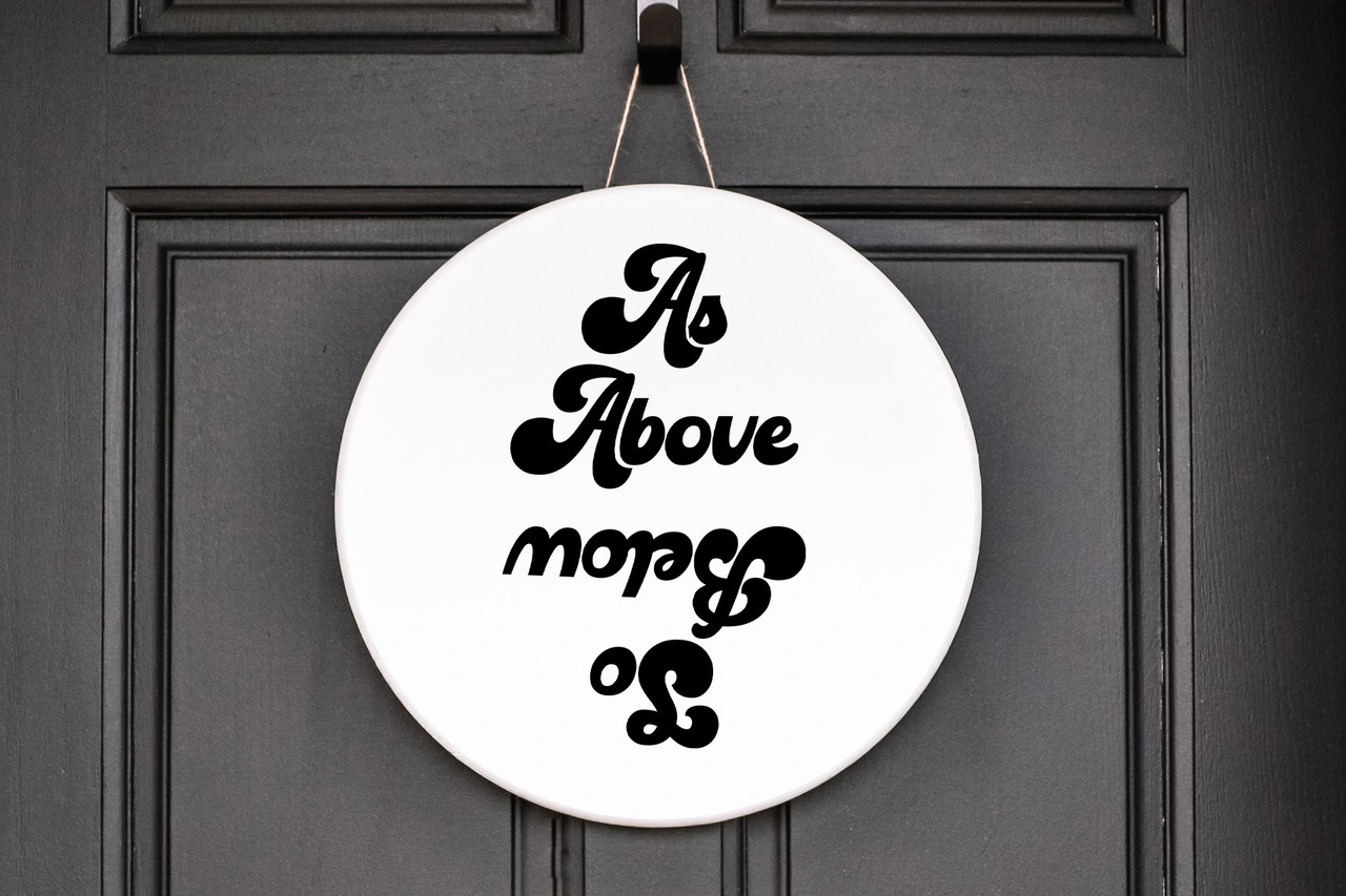 As Above So Below vinyl decal showing bold hermetic phrase text in a clean high-contrast design on white background