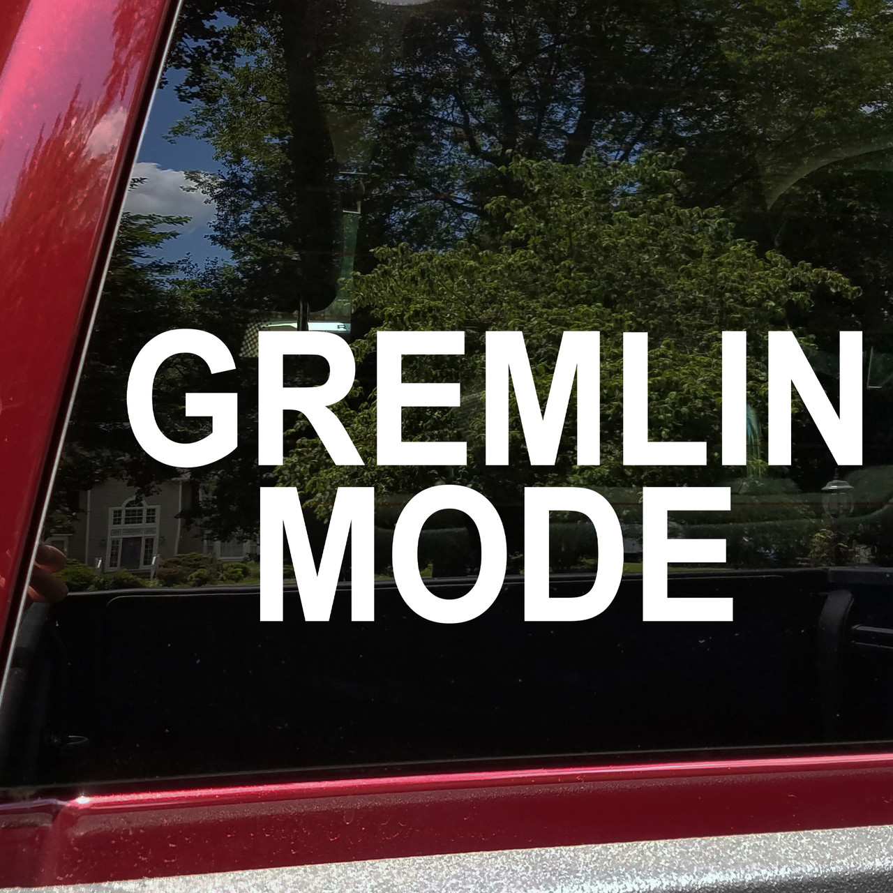 Gremlin Mode vinyl decal featuring bold black text with mischievous chaotic meme styling on a clean white background