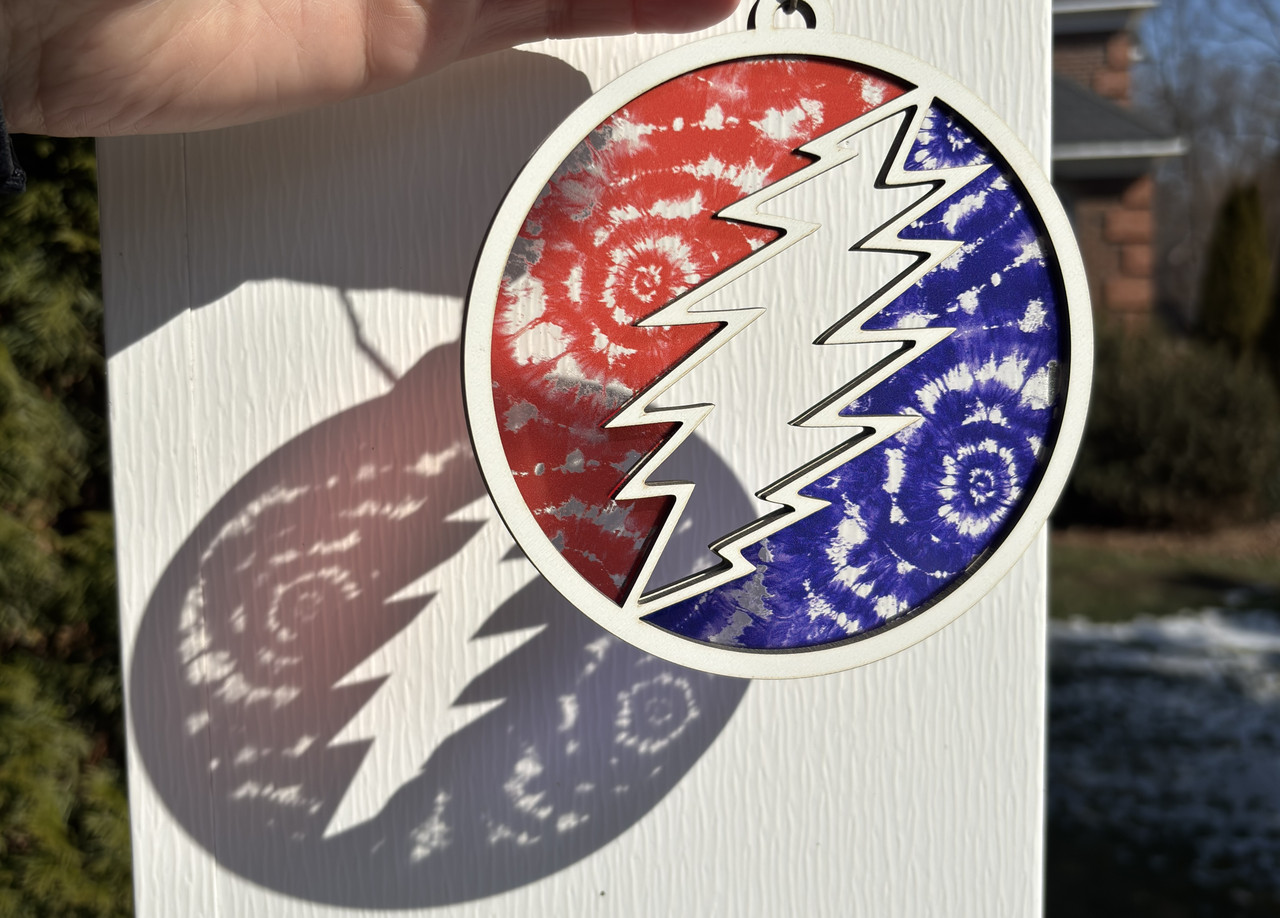 Tie Dye Bolt 5.5-inch Suncatcher Grateful Dead inspired MDF