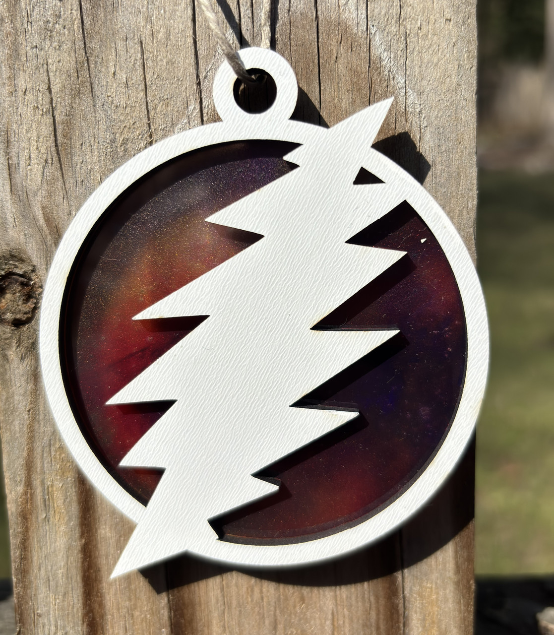 Grateful Dead Inspired Bolt Night Sky Hanging Ornament MDF Acrylic Psychedelic Suncatcher