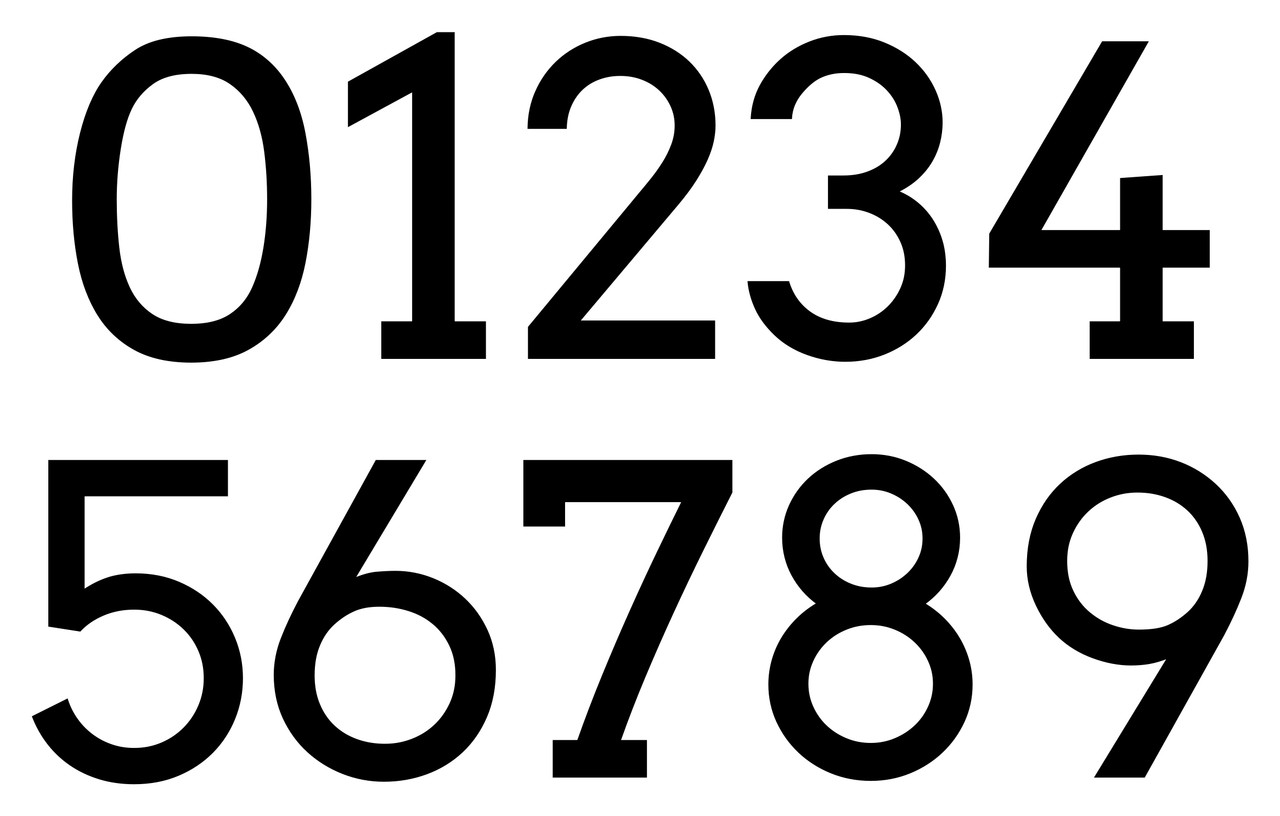 Arvo font storefront address numbers vinyl sticker decal applied to business window with clean slab serif lettering