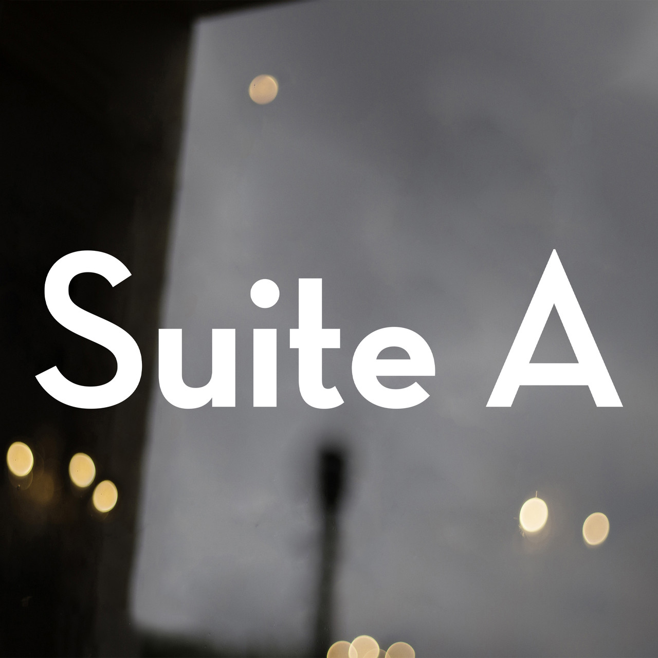 Neutra Display font storefront address numbers vinyl sticker decal applied to a business window with clean geometric lettering