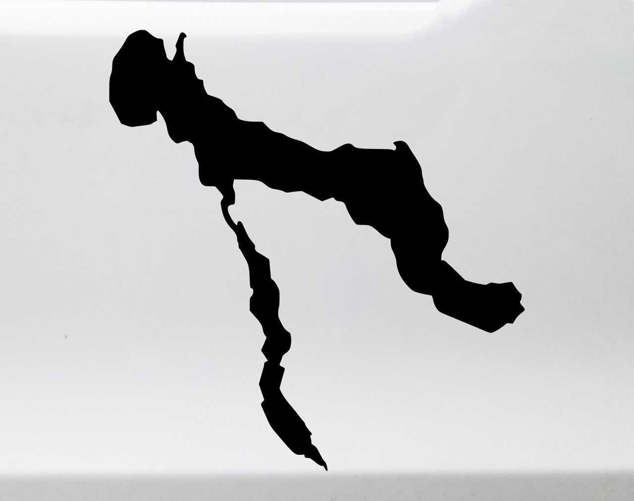 Lake Charlevoix Michigan outline vinyl sticker decal waterproof Up North shoreline design cut from solid vinyl