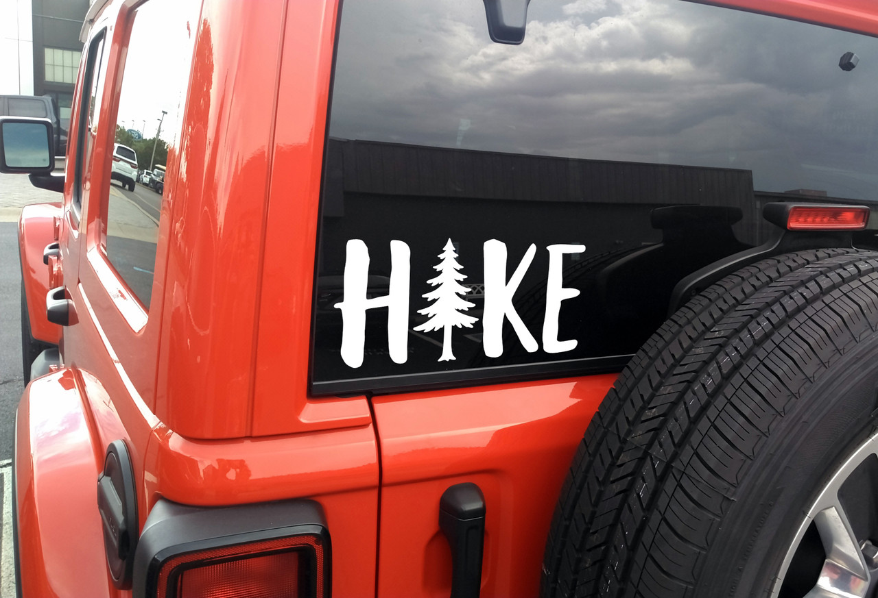 Hike pine tree vinyl sticker decal waterproof forest adventure typography design cut from solid vinyl