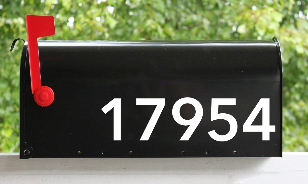 Modern HOA mailbox address numbers Avenir vinyl sticker decal waterproof sizes 1 to 10 inches maximum 12 characters