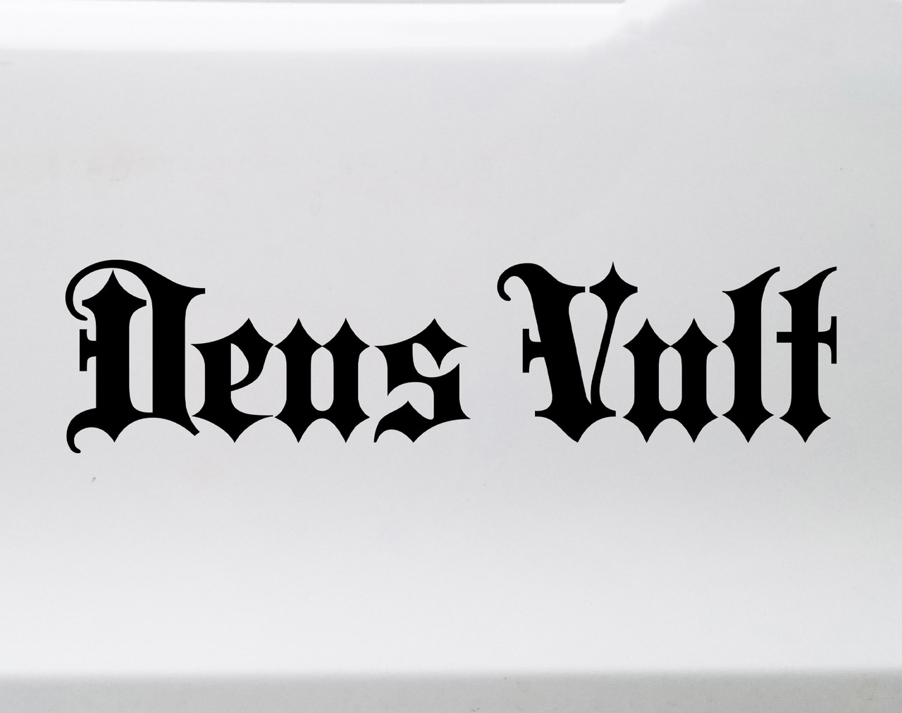 Deus Vult God Wills It medieval script vinyl sticker decal waterproof historical motto design