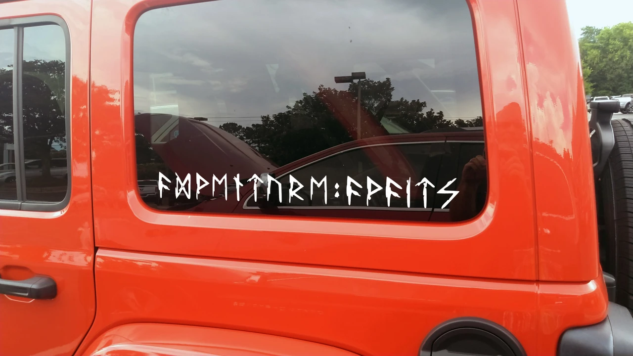 Adventure Awaits Futhark rune vinyl sticker decal in Viking Norse Nordic runic lettering