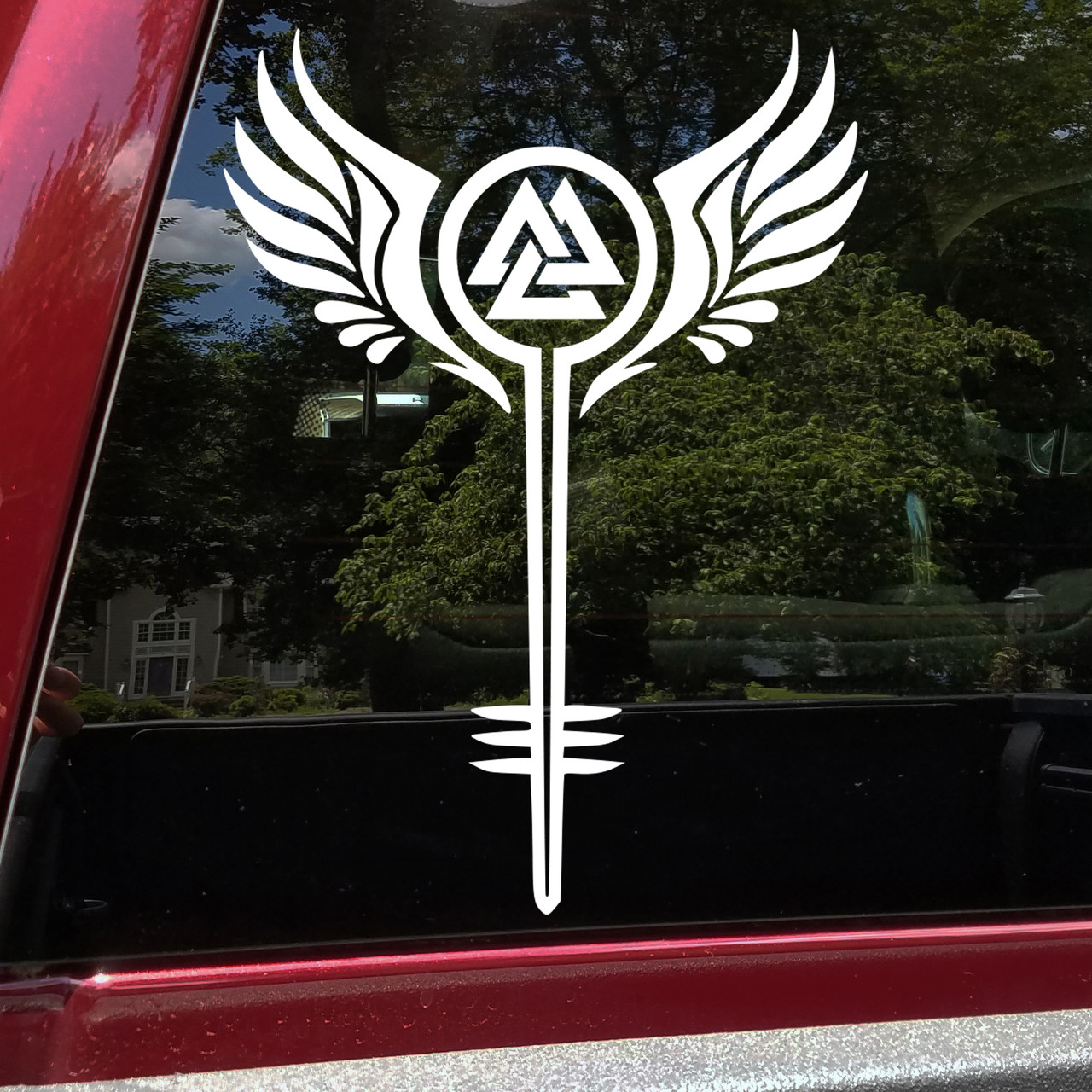 valkyrie shield maiden valknut odin wings vinyl sticker decal norse viking design