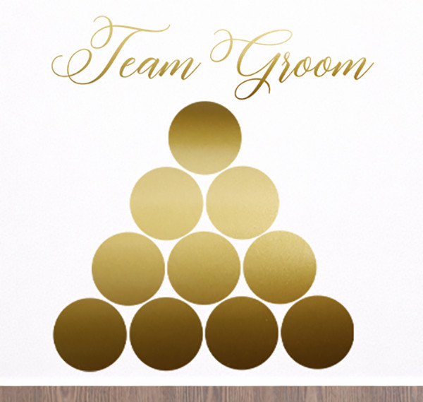 beer pong table vinyl sticker decal set team bride groom circles wedding party