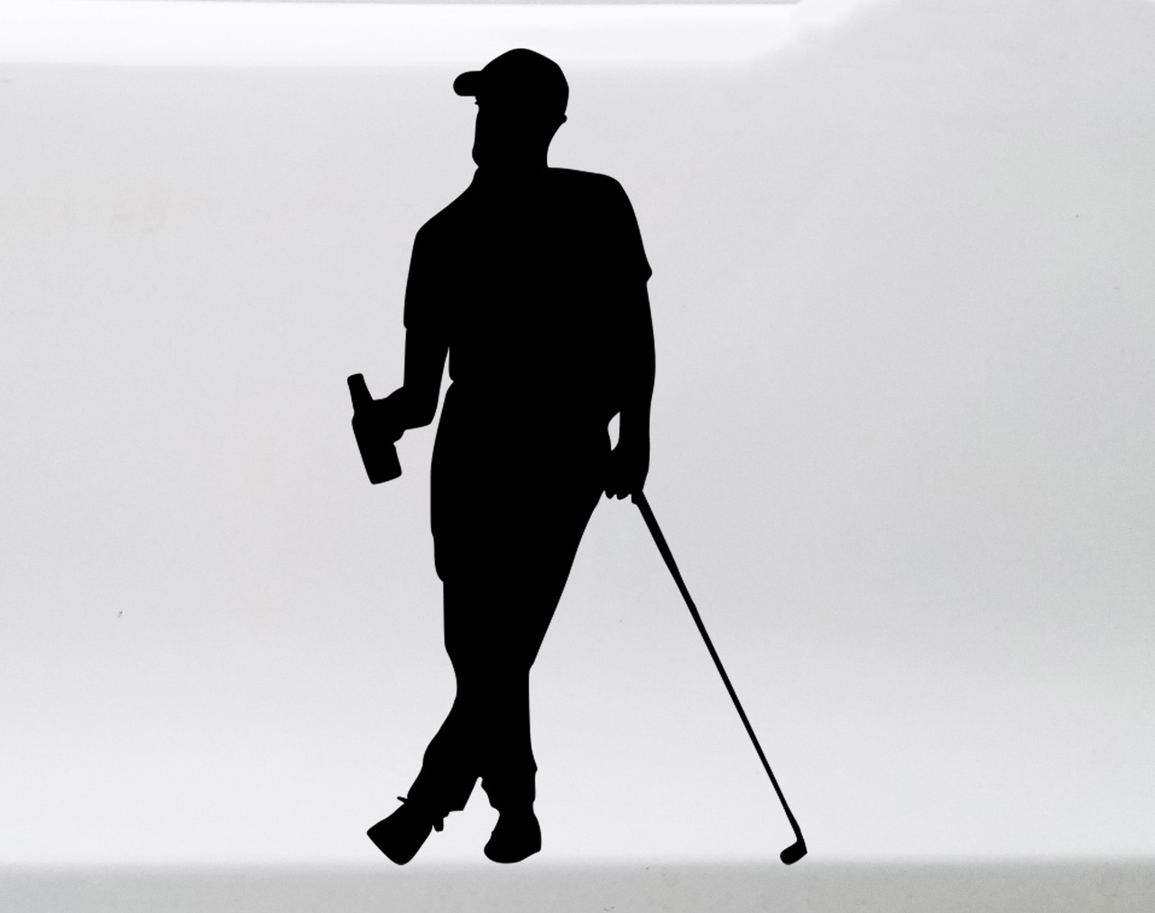 golfer beer silhouette vinyl sticker decal funny golf drinking cart design