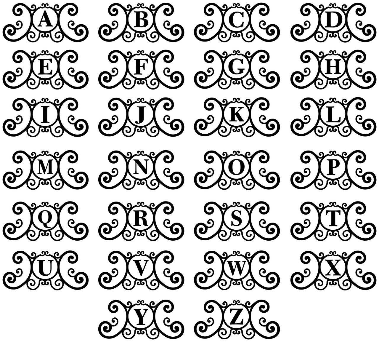 monogram scrollwork letter vinyl sticker decal custom initial elegant script design