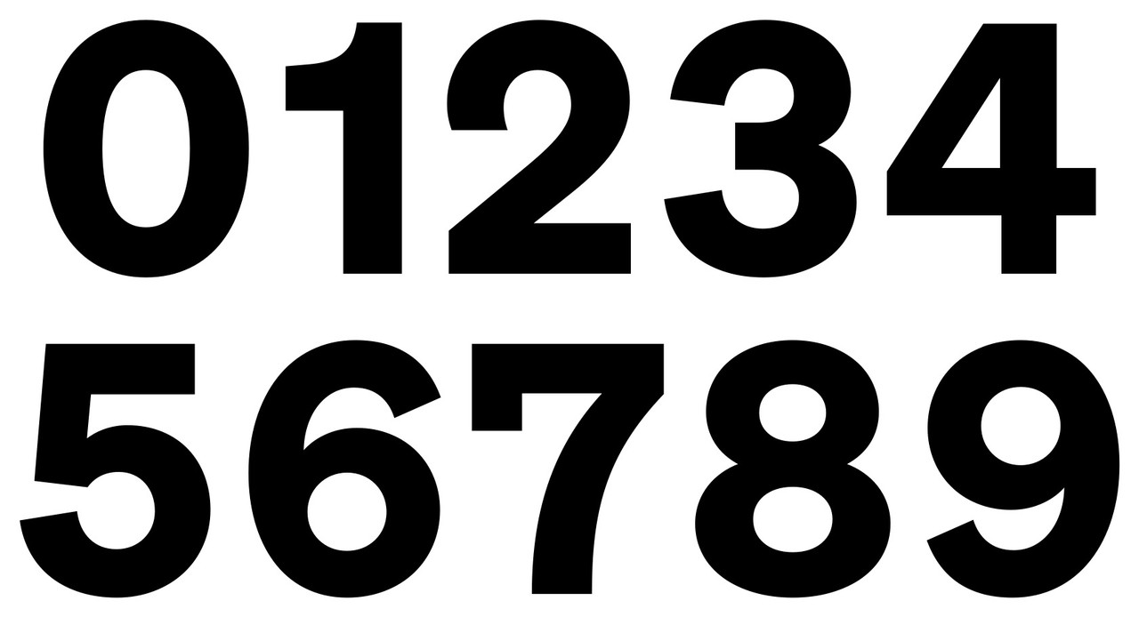 Sohne Bold storefront address numbers vinyl sticker decal applied to business window with clean modern sans serif lettering