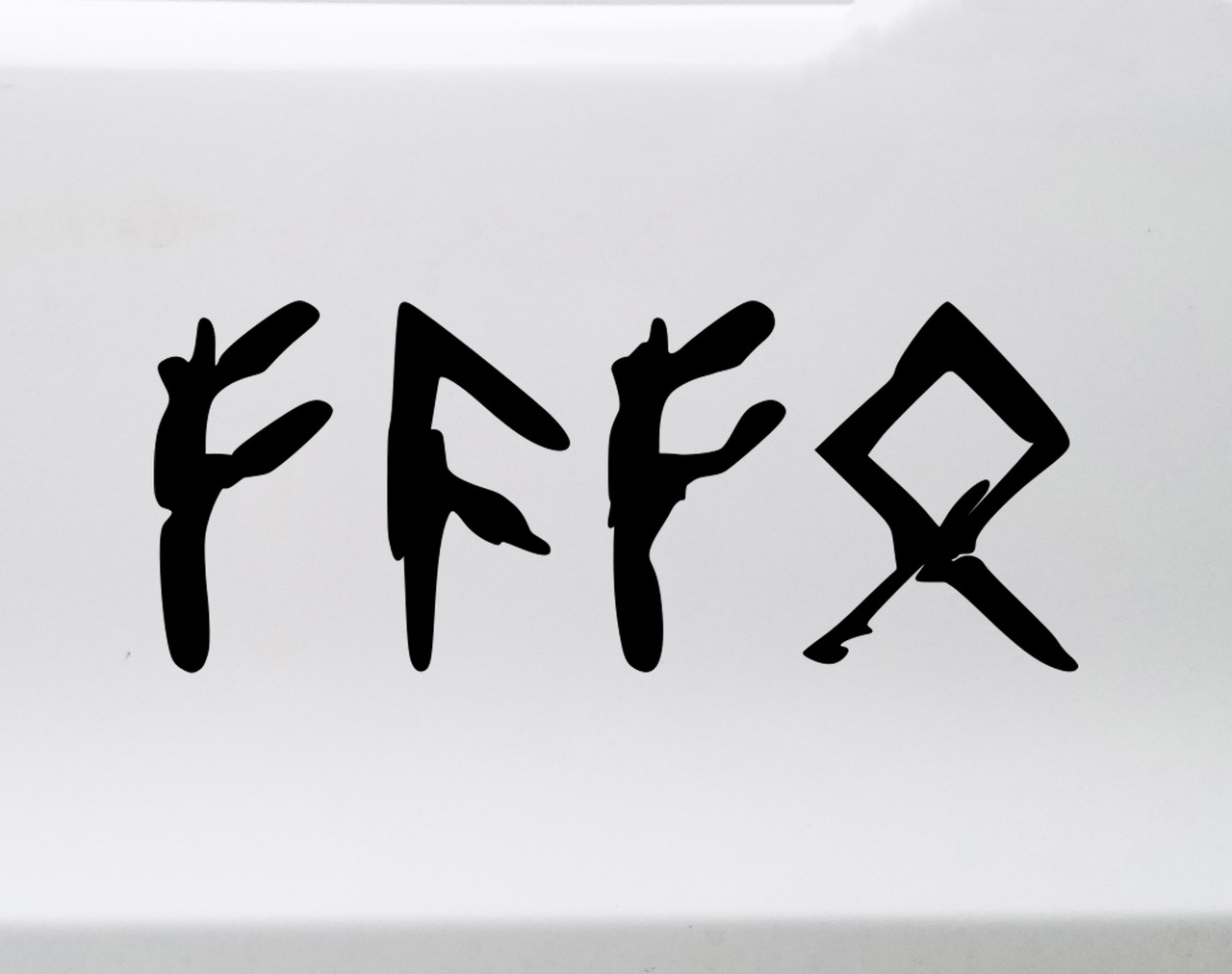 FAFO Futhark runes vinyl sticker decal with bold angular rune lettering inspired by Viking Norse and Celtic design