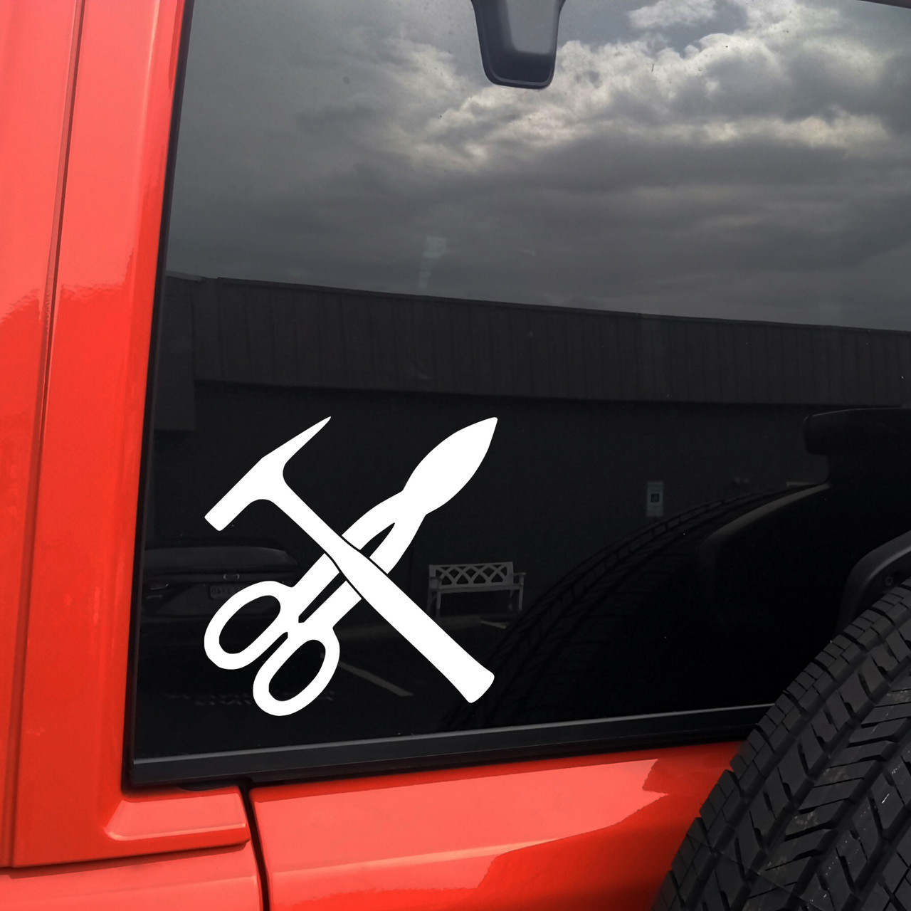 crossed hvac sheet metal tools vinyl sticker decal with tin snips and tinners hammer workshop design