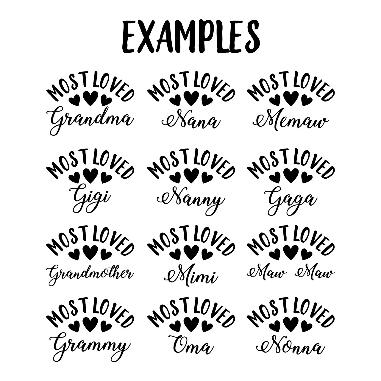 most loved personalized vinyl sticker decal customized with grandmother name and sentimental family wording for keepsake display