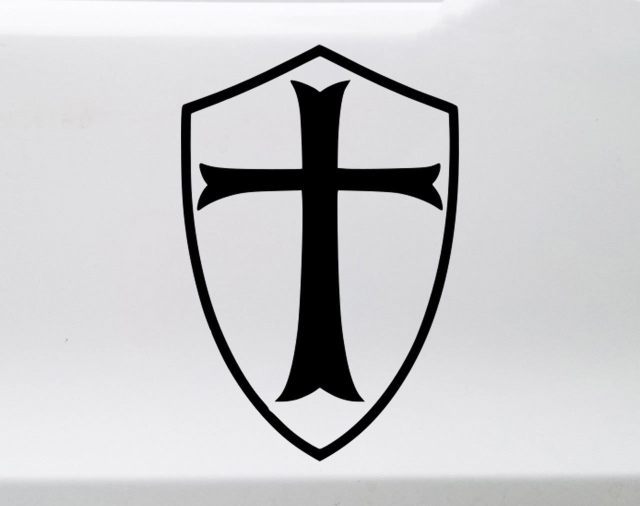 templar shield vinyl sticker decal featuring medieval crusader cross and knight heraldry inspired design