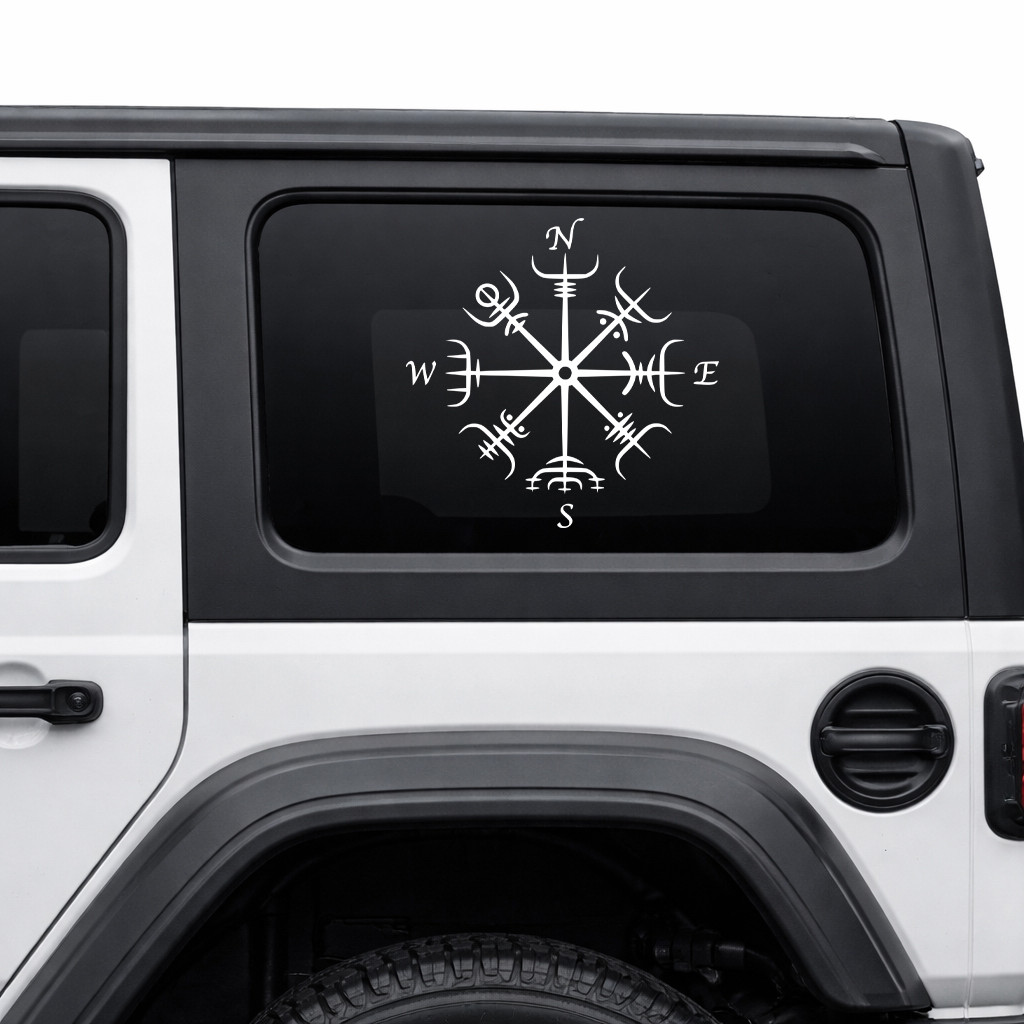 asatru vegvisir viking compass vinyl sticker decal featuring Nordic protection guidance and Icelandic symbolic design
