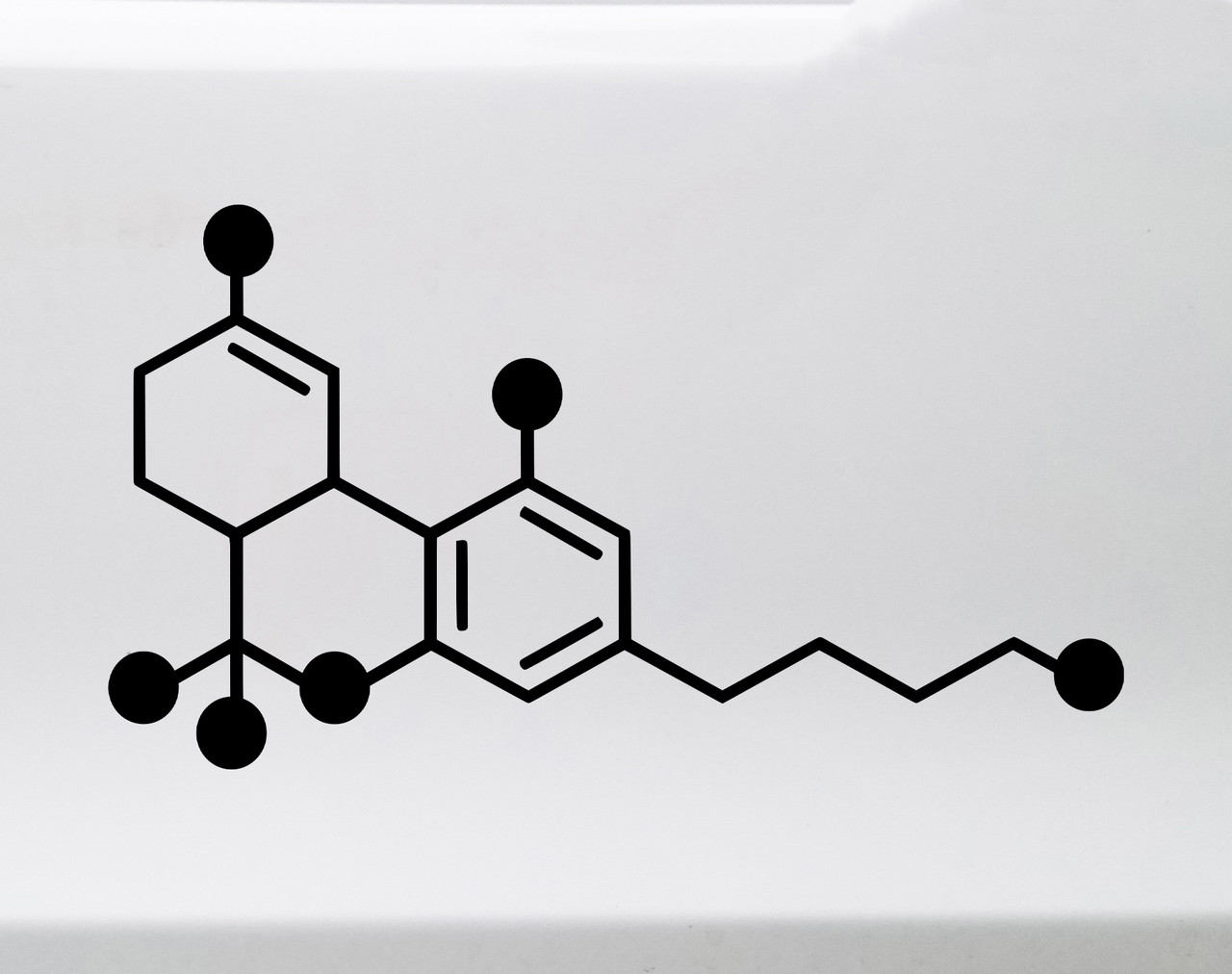 thc molecule vinyl sticker decal featuring tetrahydrocannabinol chemical structure molecular formula c21h30o2 and chemistry inspired scientific design