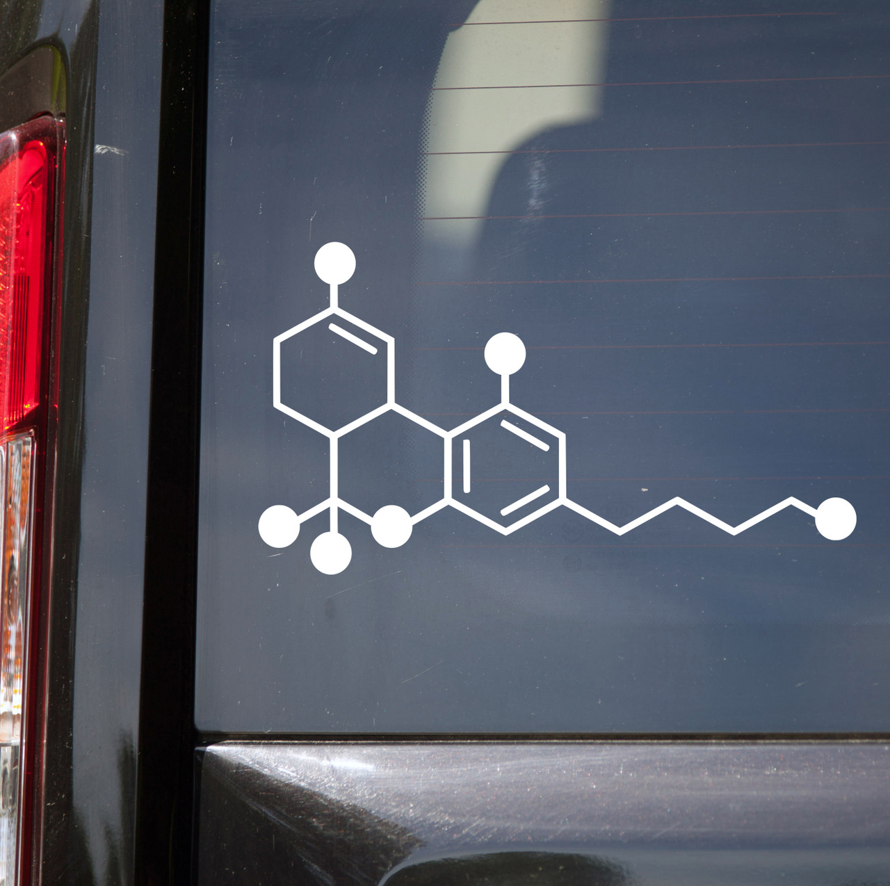 thc molecule vinyl sticker decal featuring tetrahydrocannabinol chemical structure molecular formula c21h30o2 and chemistry inspired scientific design