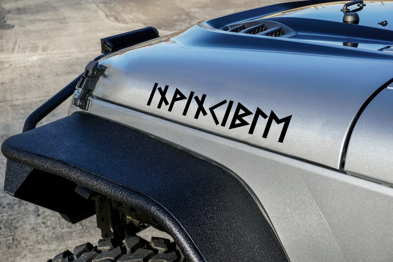 invincible futhark rune vinyl sticker decal inspired by norse and viking culture featuring elder futhark runic lettering symbolizing strength resilience determination and the warrior spirit