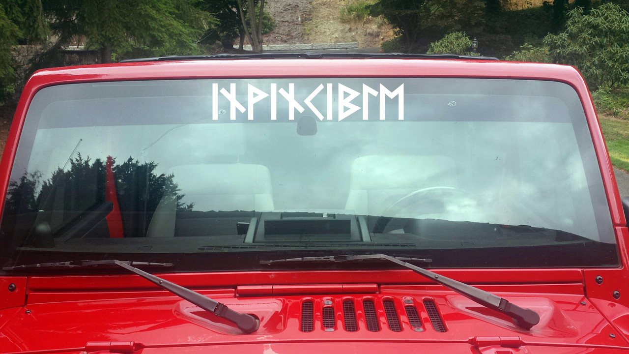 invincible futhark rune vinyl sticker decal inspired by norse and viking culture featuring elder futhark runic lettering symbolizing strength resilience determination and the warrior spirit