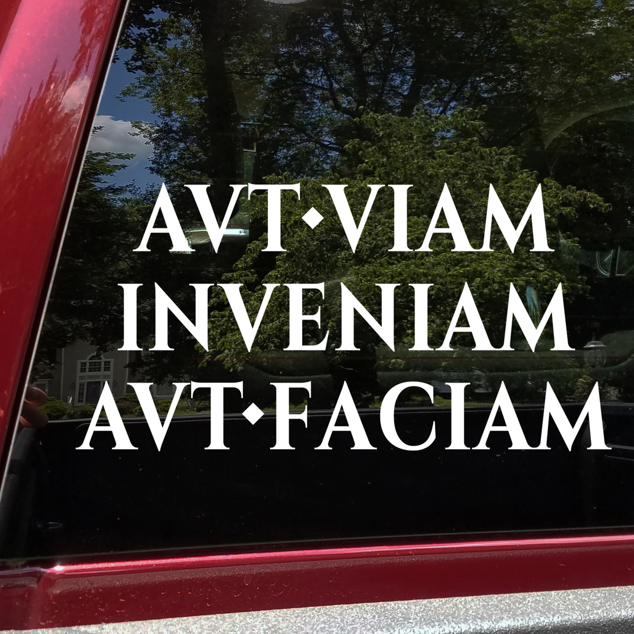 find a way or make one vinyl sticker decal featuring the latin phrase aut viam inveniam aut faciam for overlanders campers boondockers rv travelers and outdoor adventurers