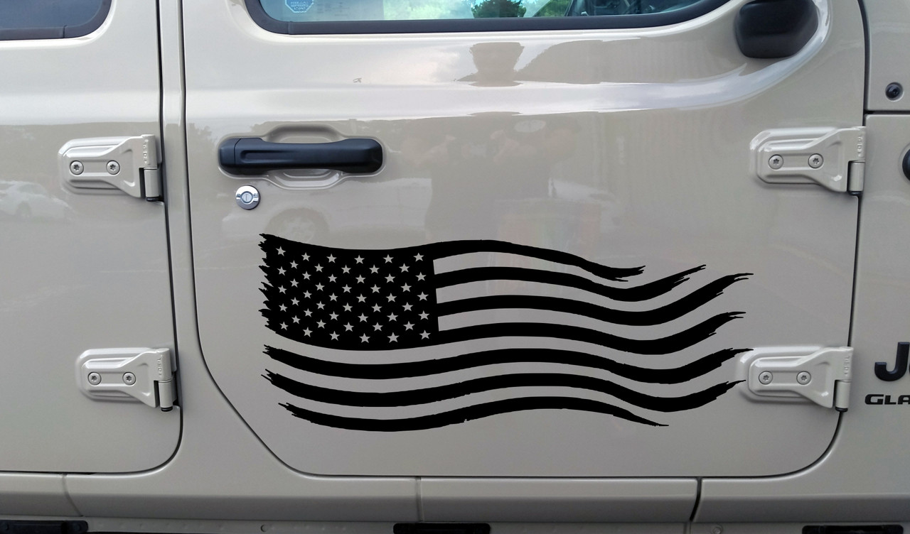 Distressed American flag RV camper vinyl decal for motorhome travel trailer and fifth wheel