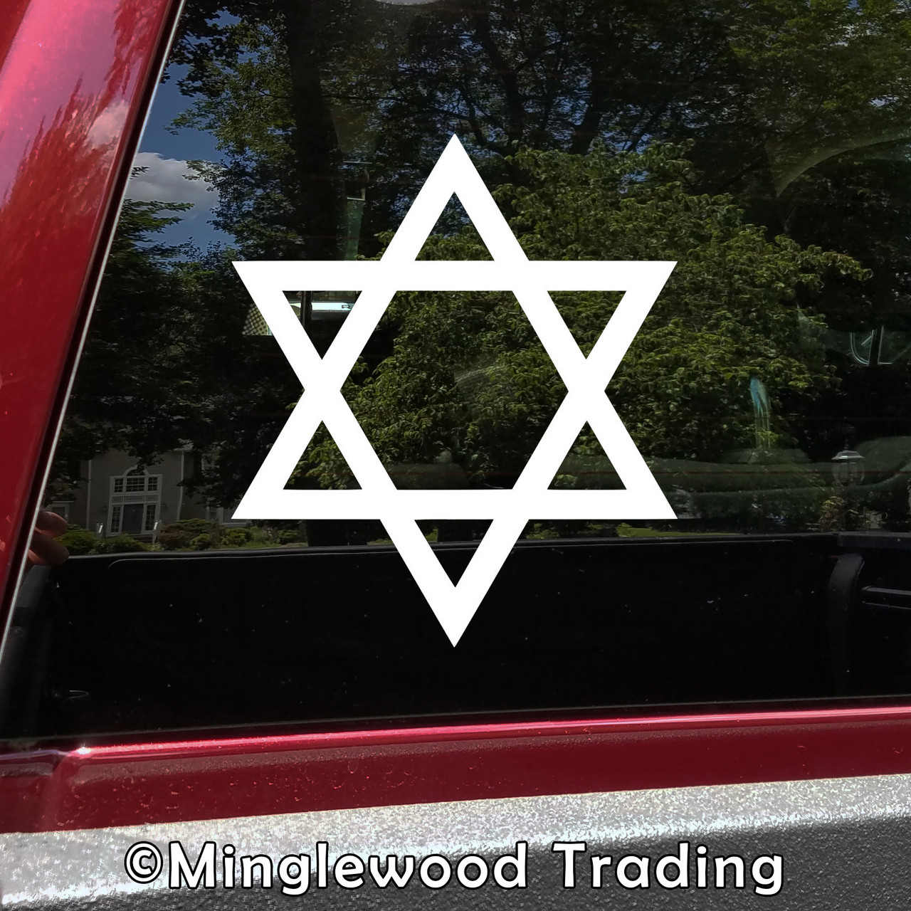 Star of David Magen David Jewish symbol vinyl decal featuring a traditional six-pointed hexagram outline for car windows, walls, mirrors, and synagogue decor