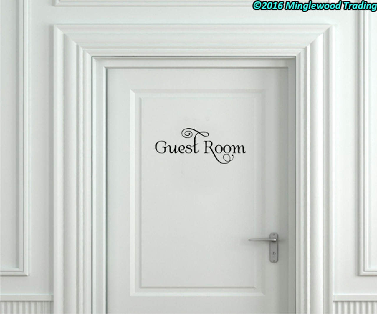 Guest Room Vinyl Decal Sticker 9" x 3.5" - Bedroom Door Sign SWASH