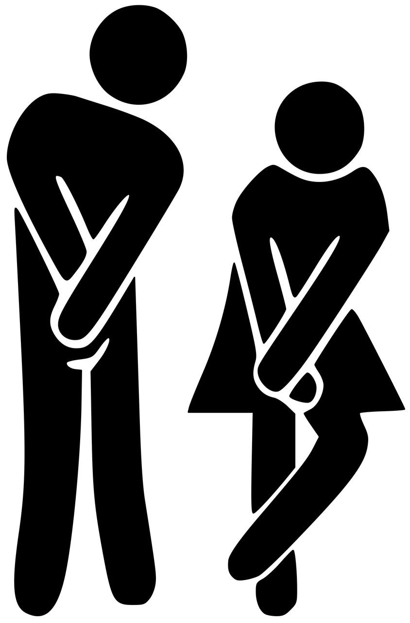 Bathroom Door Sign - Vinyl Decal - Man - Woman - Restroom Toilet