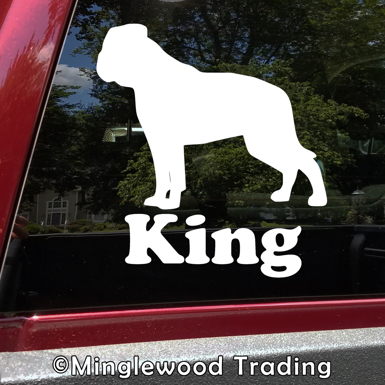 Personalized American Bulldog vinyl decal with custom dog name and mirror option