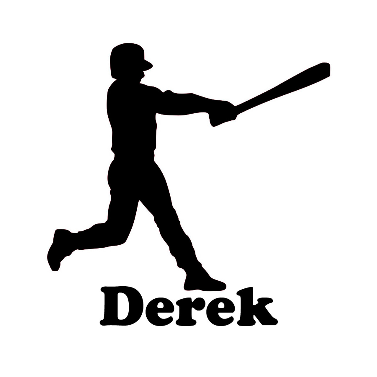 Baseball Player Batter Vinyl Decal Sticker with Custom Personalized Name - 7" x 5" Little League