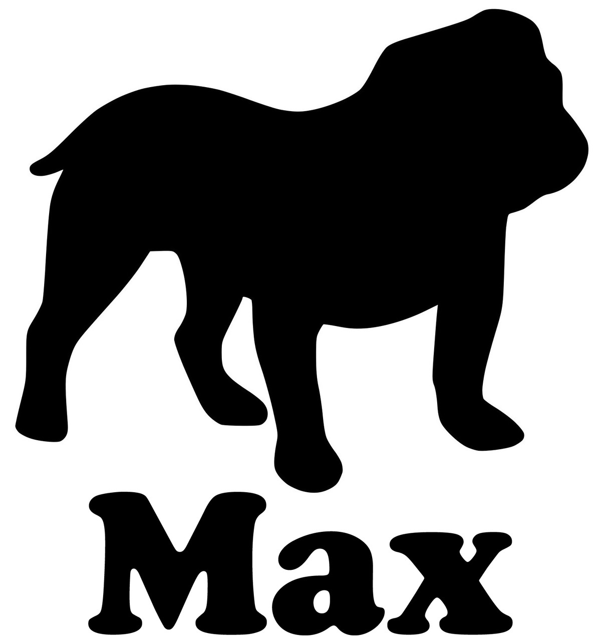 Personalized English Bulldog vinyl decal with custom dog name and mirror option