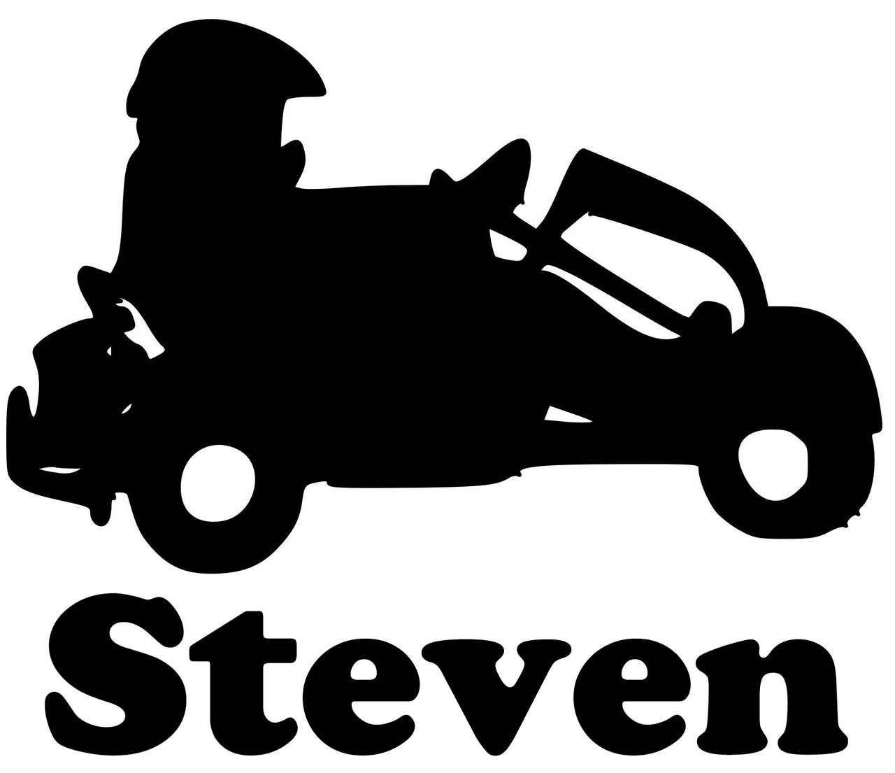 Go Kart Go-Cart Vinyl Decal Sticker with Custom Personalized Name 5.5" x 4.5"