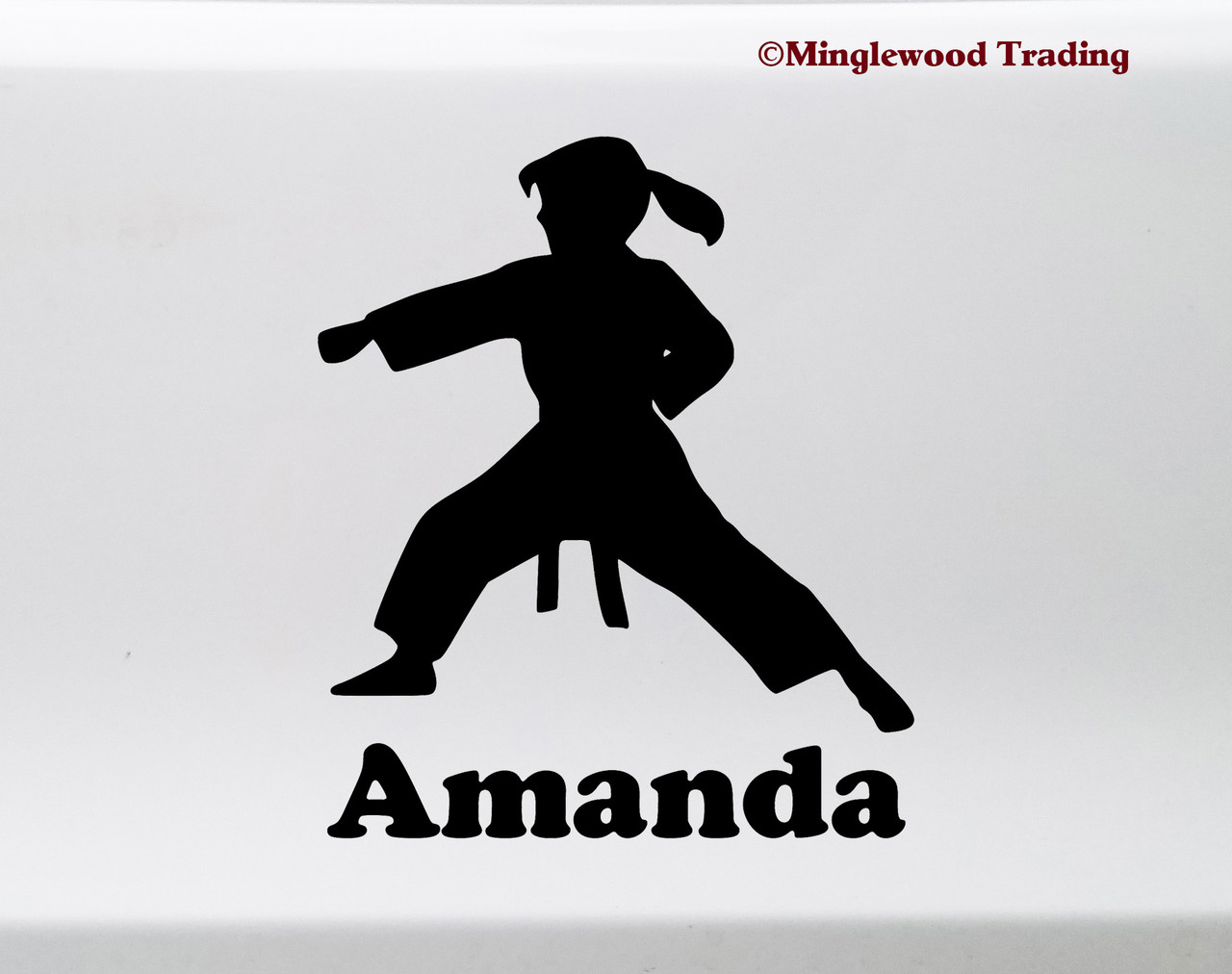 Karate Girl Kid Vinyl Sticker with Custom Personalized Name - Die Cut Decal