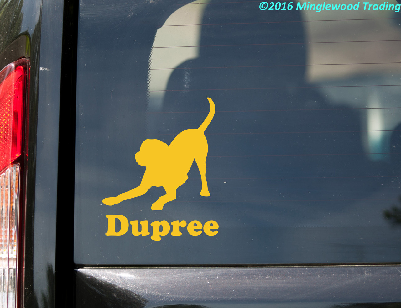 Playful Labrador Retriever with Personalized Name Vinyl Sticker - Lab Dog Puppy - Die Cut Decal