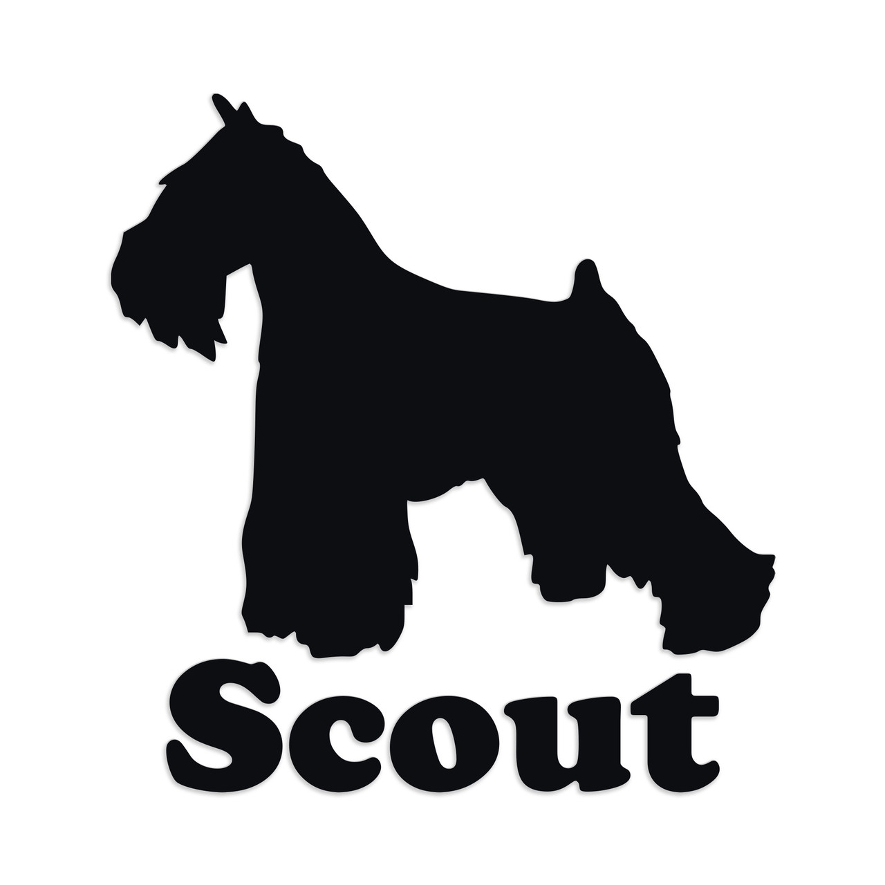 Personalized Schnauzer vinyl decal with custom dog name and mirror option