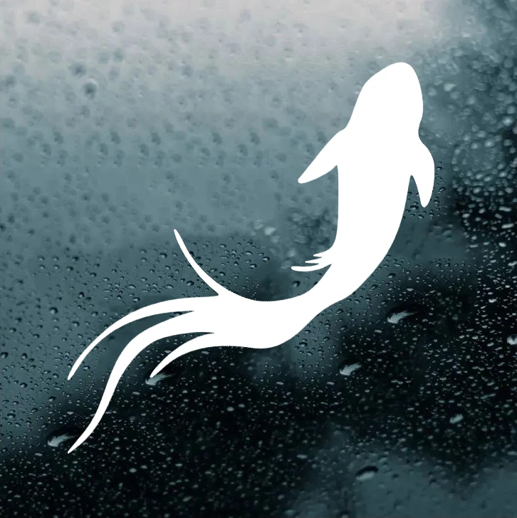 Koi fish vinyl decal with flowing fins and tail Japanese carp silhouette for pond water garden vehicle and boat decor