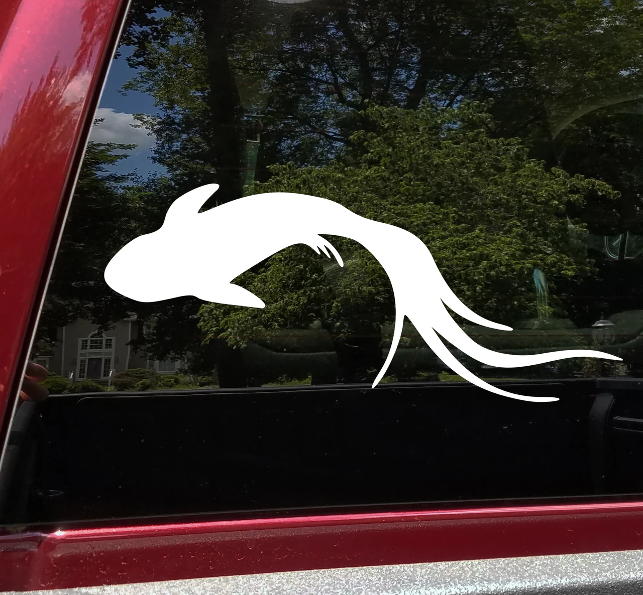 Koi fish vinyl decal with flowing fins and tail Japanese carp silhouette for pond water garden vehicle and boat decor