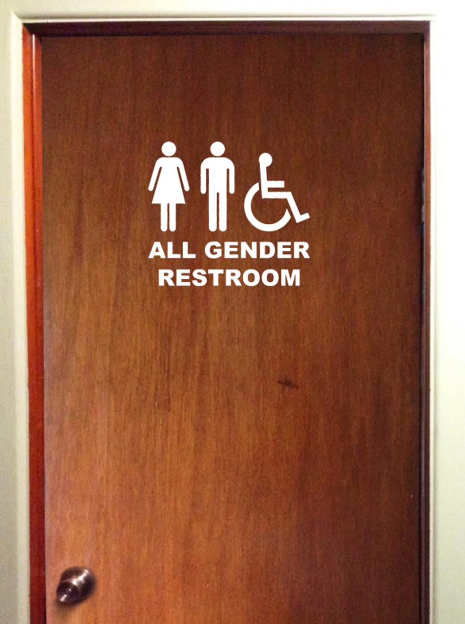 All Gender Restroom Door Sign Vinyl Decal Sticker Bathroom 10" x 9"