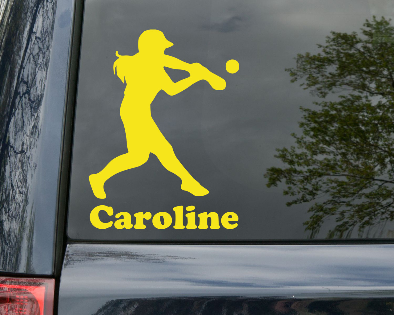 Softball Batter Hitter Vinyl Decal Sticker w/ Custom Personalized Name 6" x 4.5"